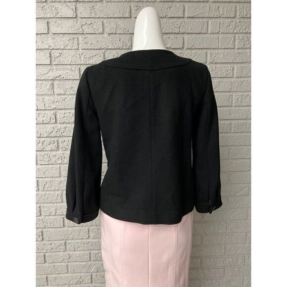 J. Crew Black Wool / Cashmere Cropped Double Breasted Jacket Size 6 - Picture 2 of 8
